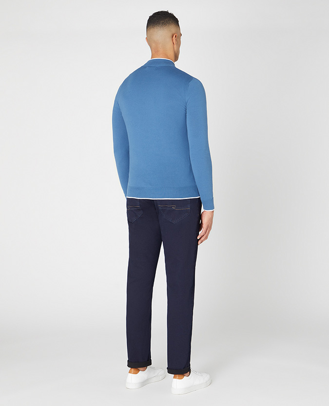 Slim Fit Knitted Cotton Half Zip Sweater