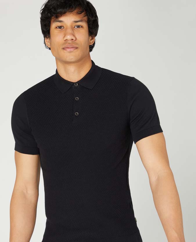 Slim Fit Knitted Cotton Short-Sleeve Polo Shirt