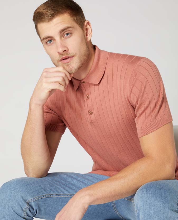 Slim Fit Knitted Cotton Short Sleeve Polo Shirt