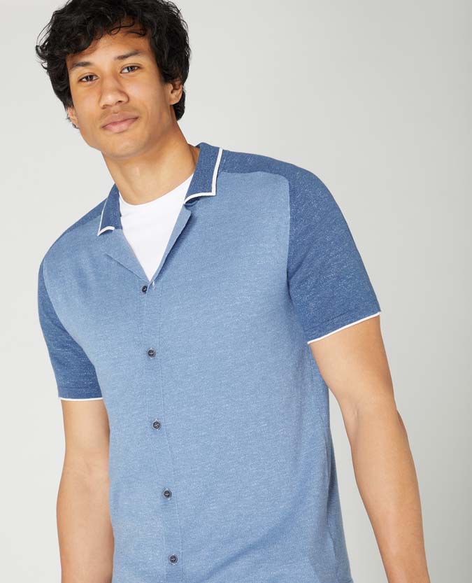Slim Fit Knitted Cotton Short Sleeve Shirt