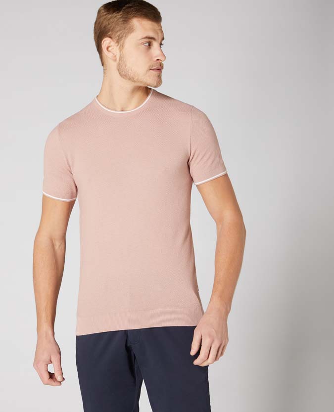 Slim Fit Knitted Cotton T-Shirt