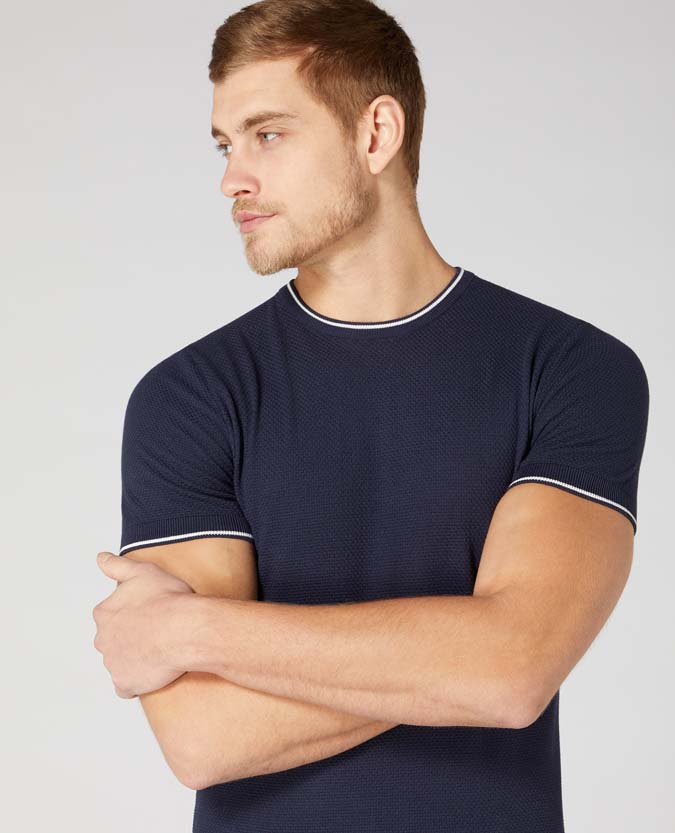 Slim Fit Knitted Cotton T-Shirt