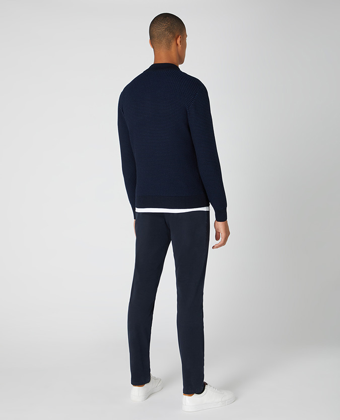 Tapered Fit Merino Wool-Blend Half-Zip Sweater