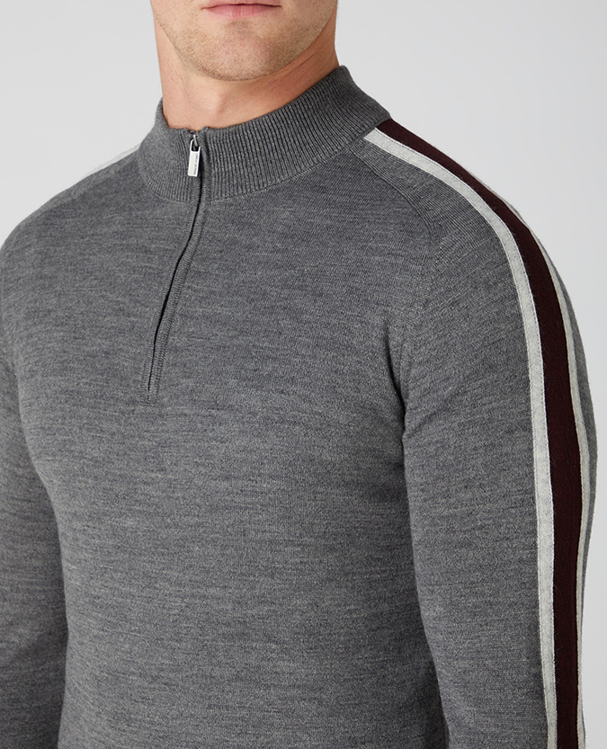 Slim Fit Merino Wool-Blend Half Zip Sweater