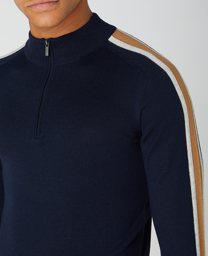 Slim Fit Merino Wool-Blend Half Zip Sweater