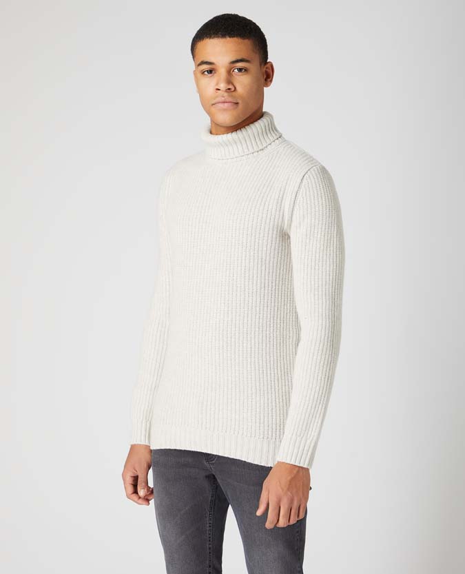Tapered Fit Wool-Rich Roll Neck Sweater