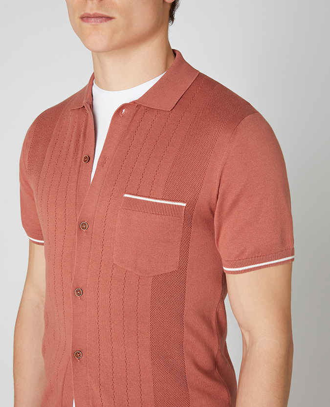 Tapered Fit Knitted Cotton Short Sleeve Polo Shirt