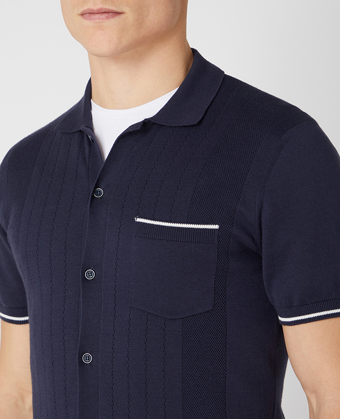 Tapered Fit Knitted Cotton Short Sleeve Polo Shirt