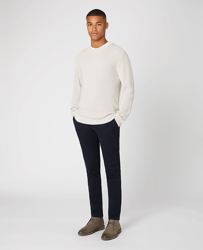 Tapered Fit Organic Cotton Crew Neck Sweater