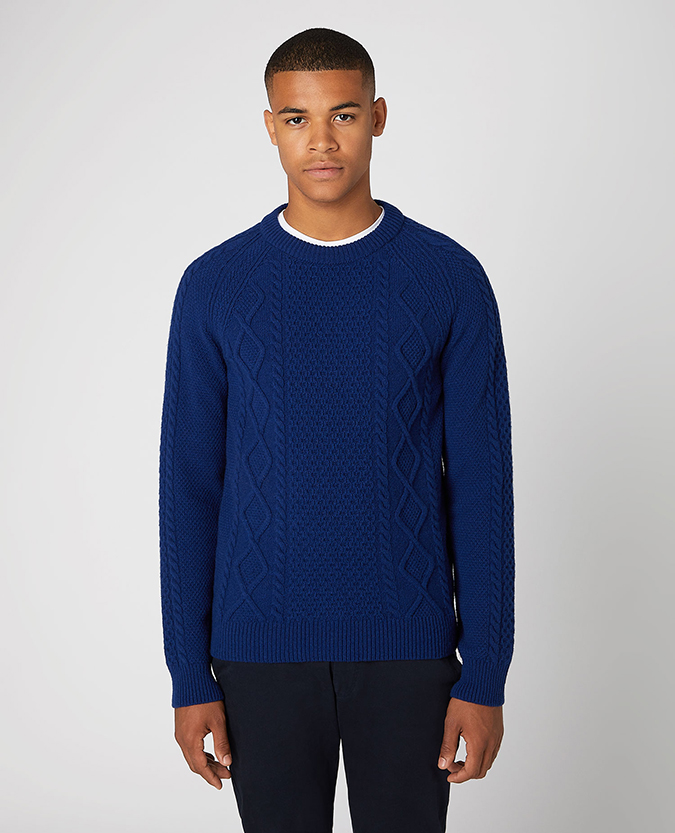 Tapered Fit Wool-Blend Crew Neck Sweater