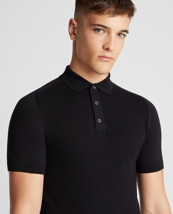 Slim Fit Knitted Cotton Short-Sleeve Polo Shirt