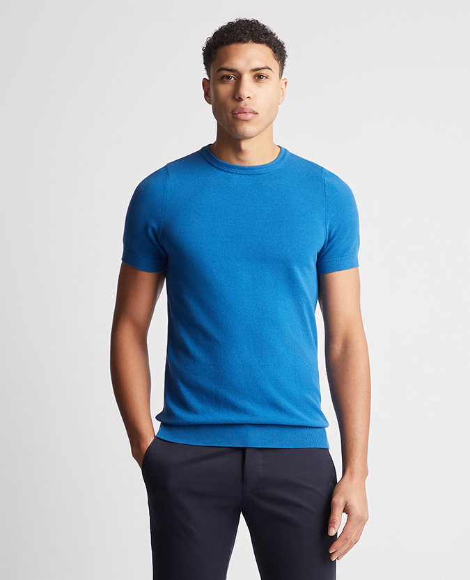 Slim Fit Knitted Cotton Crew Neck Tee
