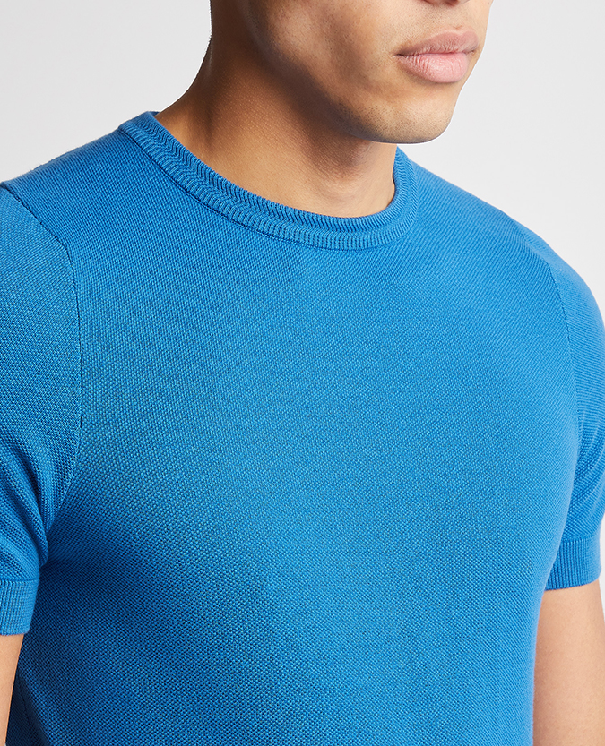 Slim Fit Knitted Cotton Crew Neck Tee