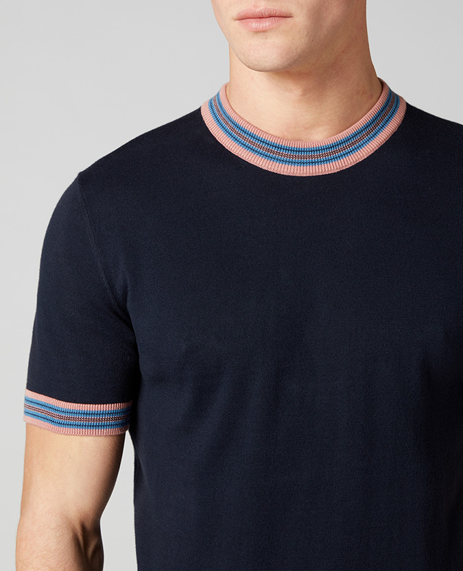 Slim Fit Knitted Cotton Crew Neck T-Shirt