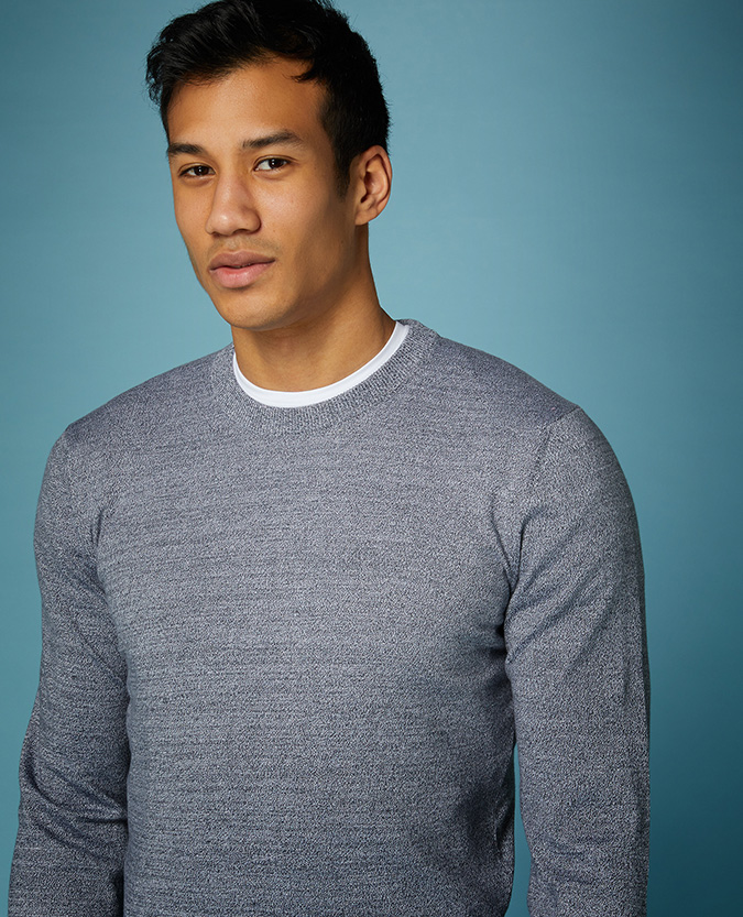 Slim Fit Knitted Cotton Crew Neck Sweater