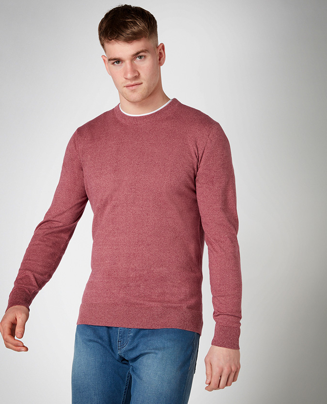 Slim Fit Knitted Cotton Crew Neck Sweater