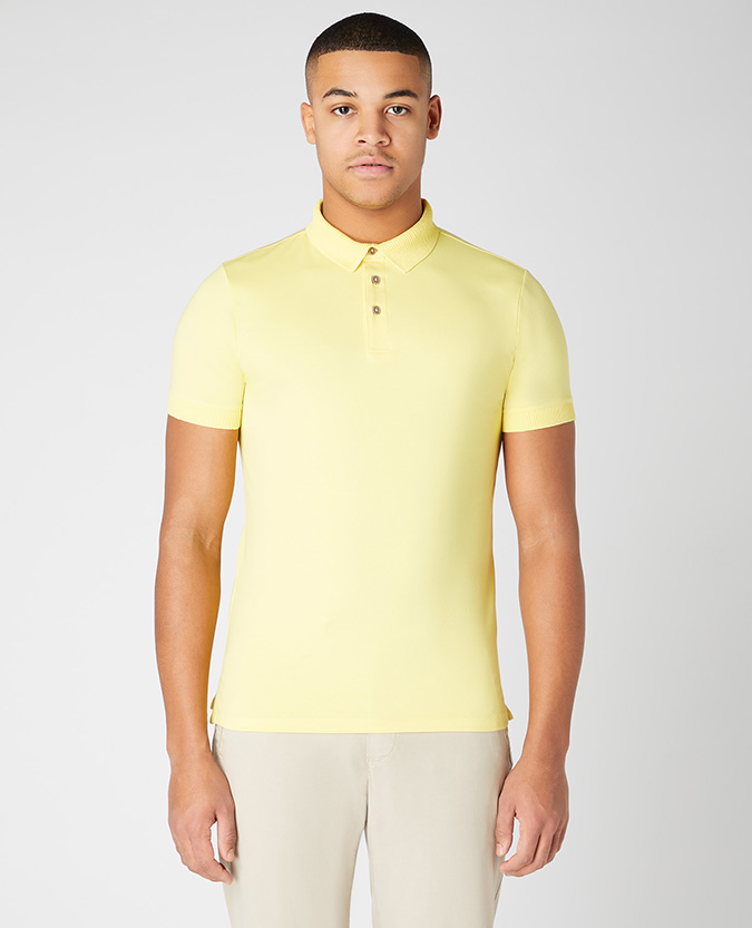Tapered fit cotton-blend stretch polo shirt