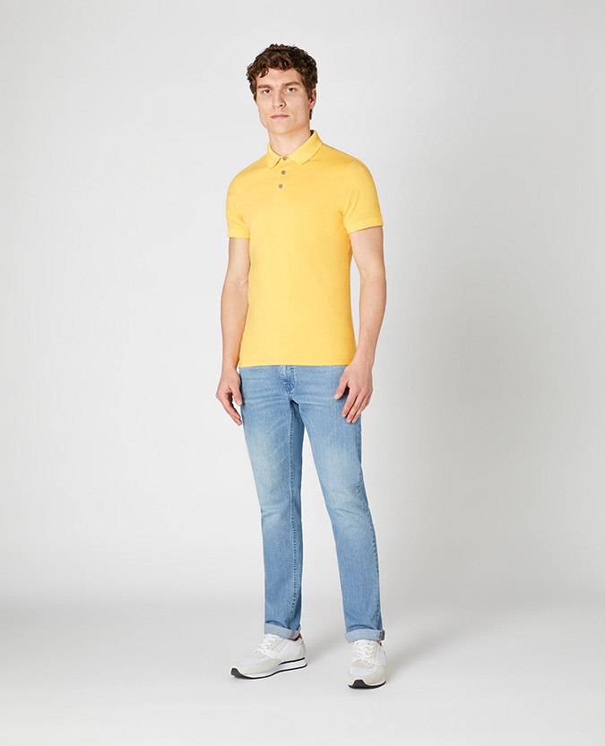 Cotton Blend Jersey Sky Blue Polo Tapered Shirt RRP £55-58379/23 Details about   REMUS UOMO