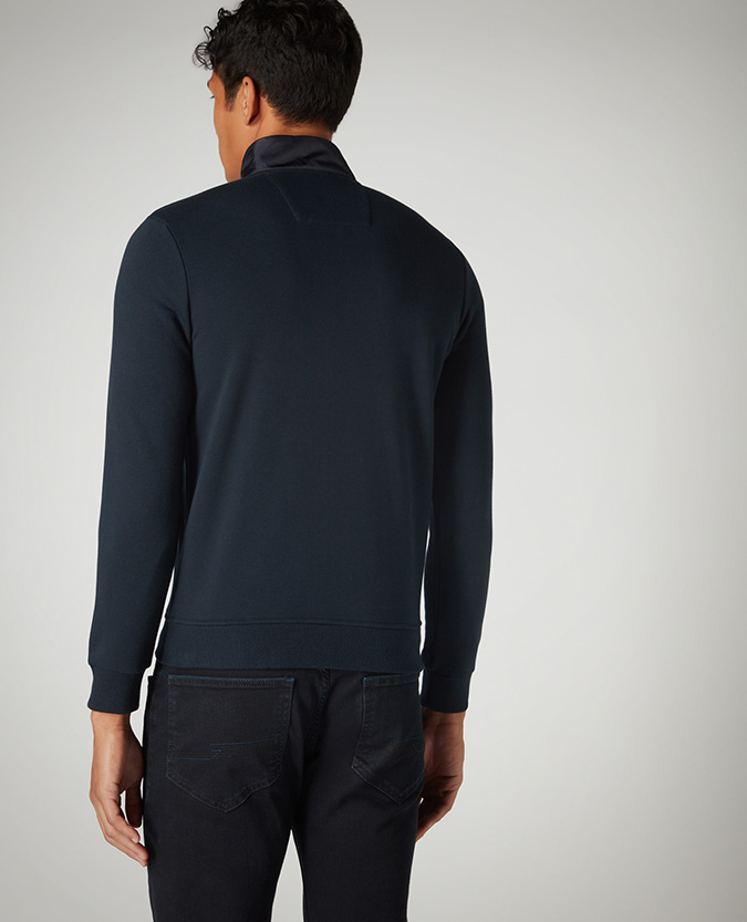 Tapered Fit Cotton-Blend Fleece Sweater