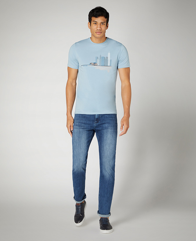 Tapered Fit Cotton-Stretch T-Shirt