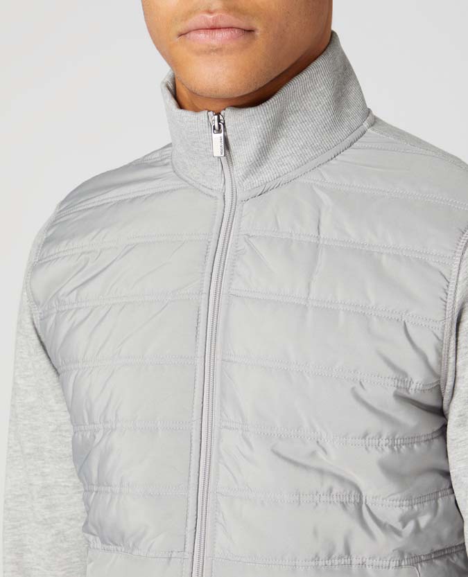 Tapered Fit Quilted Full Zip Sweatshirt
