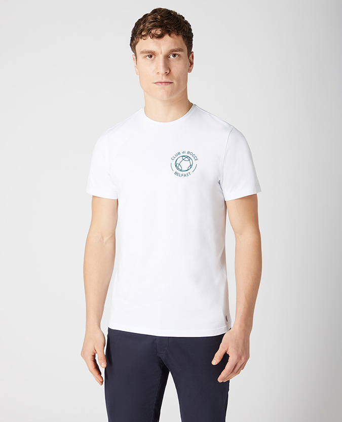 Printed Cotton-Stretch Crew Neck T-Shirt