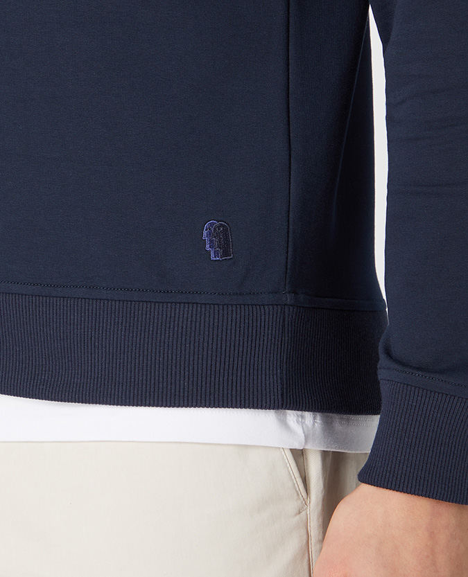 Tapered Fit Cotton-Stretch Half-Zip  Sweatshirt