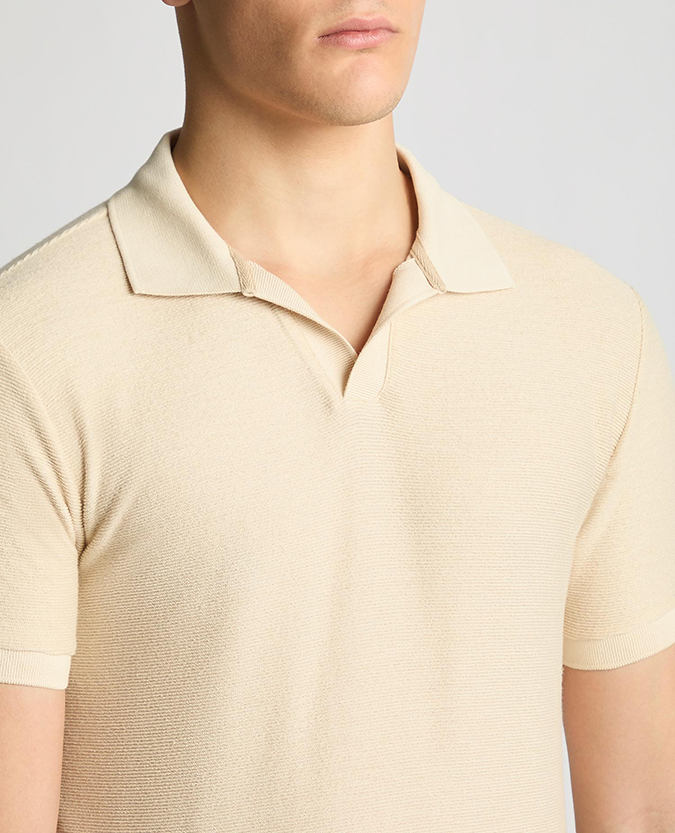 Tapered Fit Open Collar Polo
