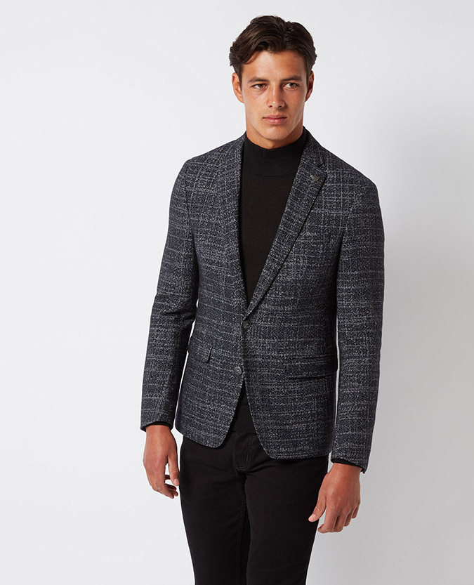 Slim Fit Abstract Wool-Rich Jersey Jacket