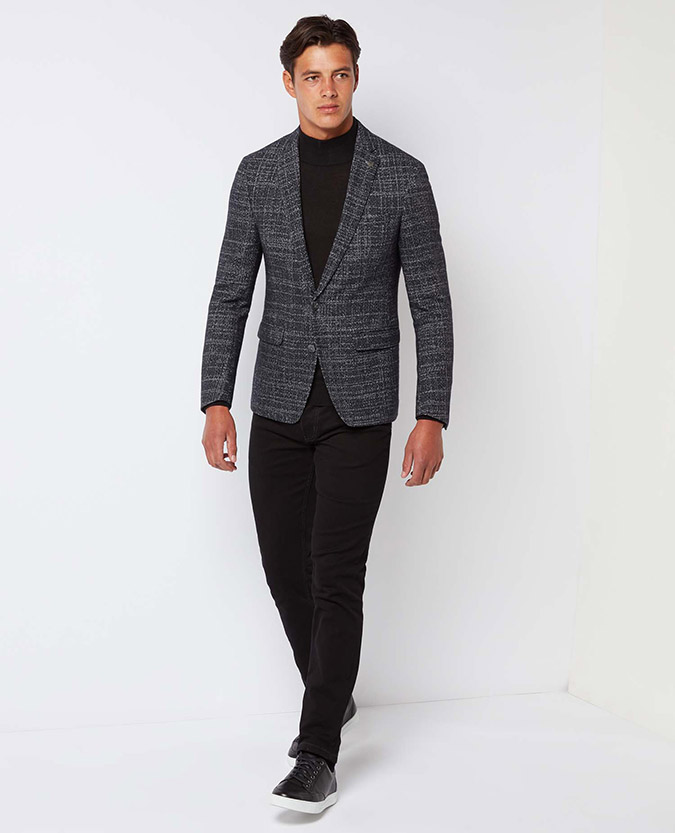 Slim Fit Abstract Wool-Rich Jersey Jacket