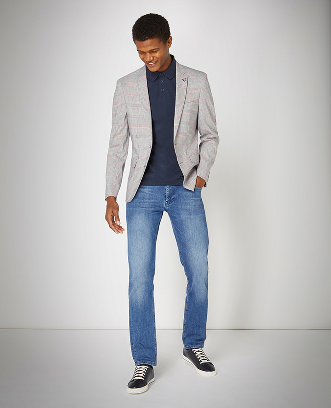 Slim Fit Linen-Blend Stretch Jacket