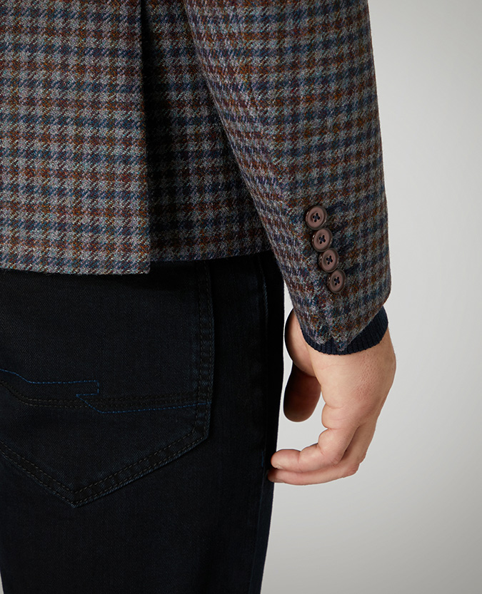 Slim fit Checked Pure Wool Jacket