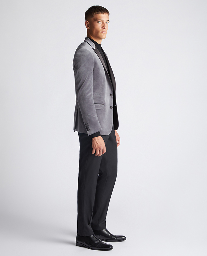 Slim Fit Velour Suit Trousers | boohoo