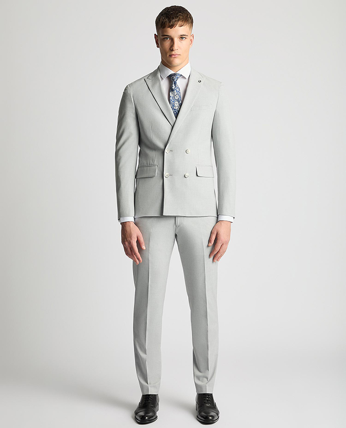 Slim Fit Stretch Double Breasted Suit Jacket
