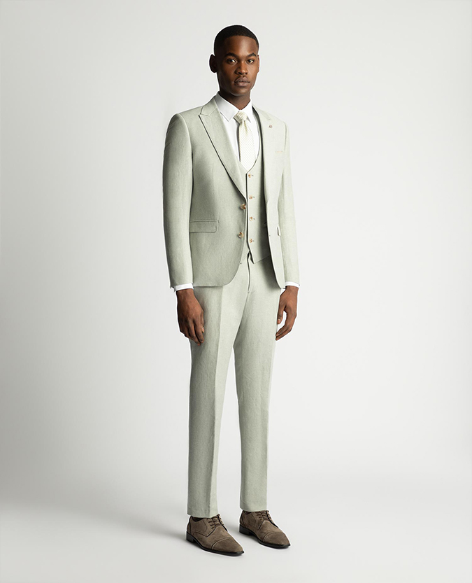 Slim Fit Linen-Blend Suit Jacket
