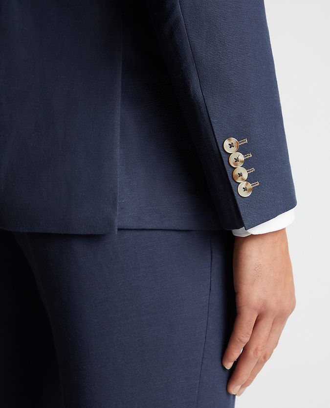 Tapered Fit Linen-Blend Suit Jacket