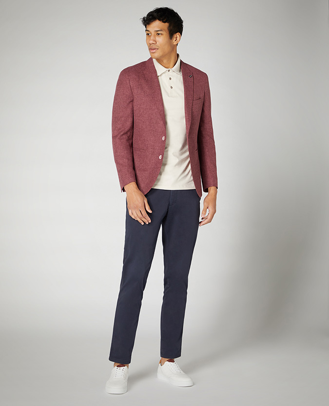Slim Fit Linen-Blend Jacket