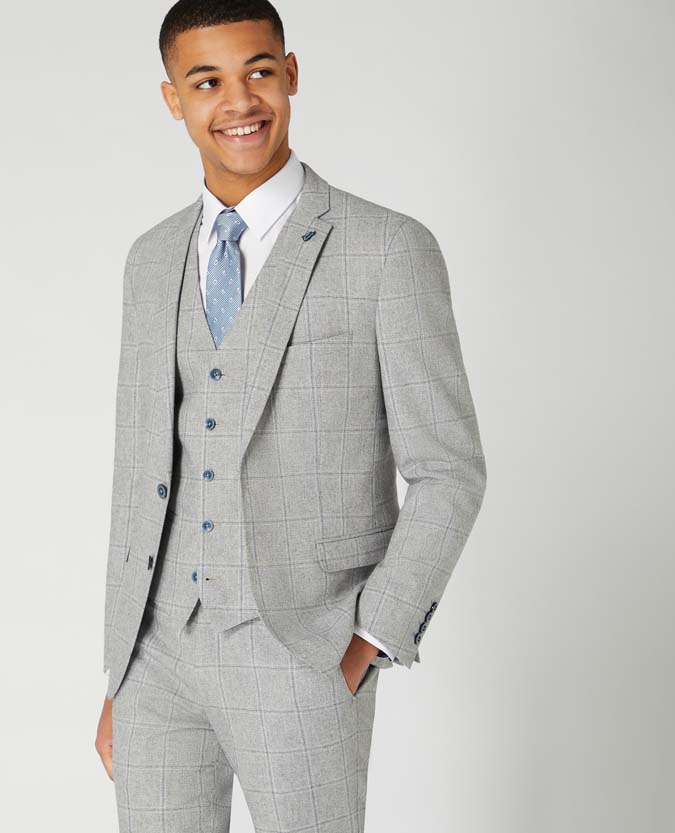 Slim Fit Checked Cotton Blend Jacket