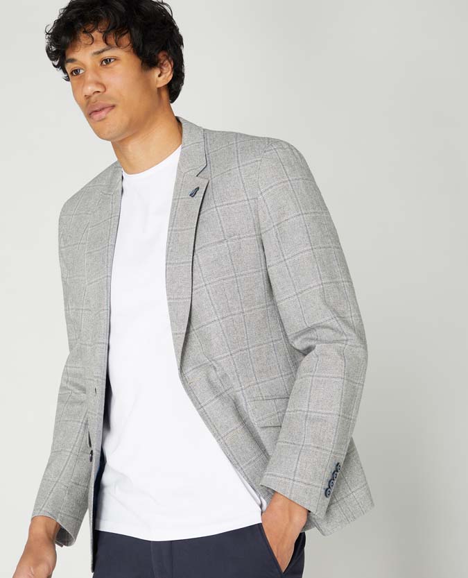 Tapered Fit Checked Cotton-Blend Jacket