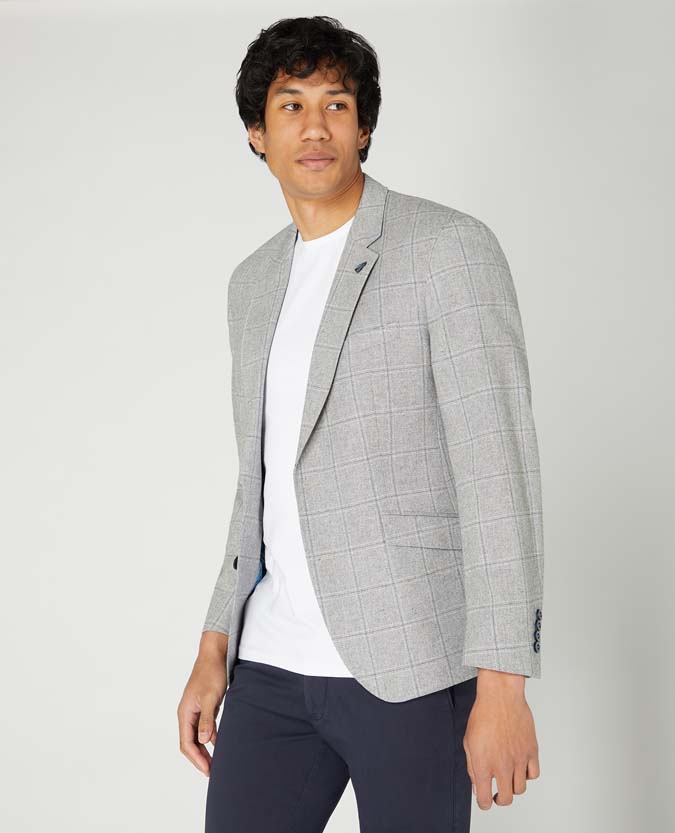 Tapered Fit Checked Cotton-Blend Jacket