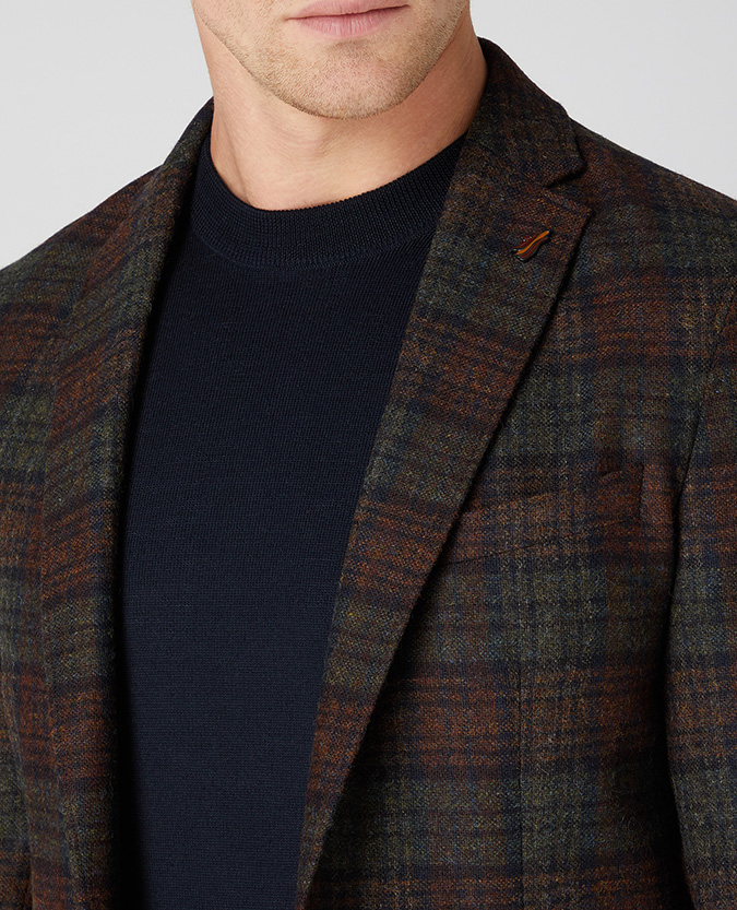 Slim Fit Pure Wool Checked Jacket