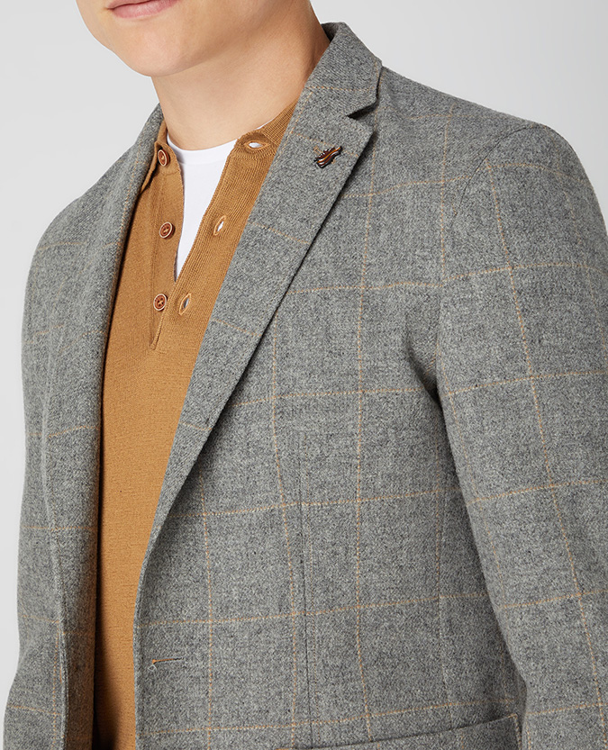 Slim Fit Pure Wool Checked Jacket
