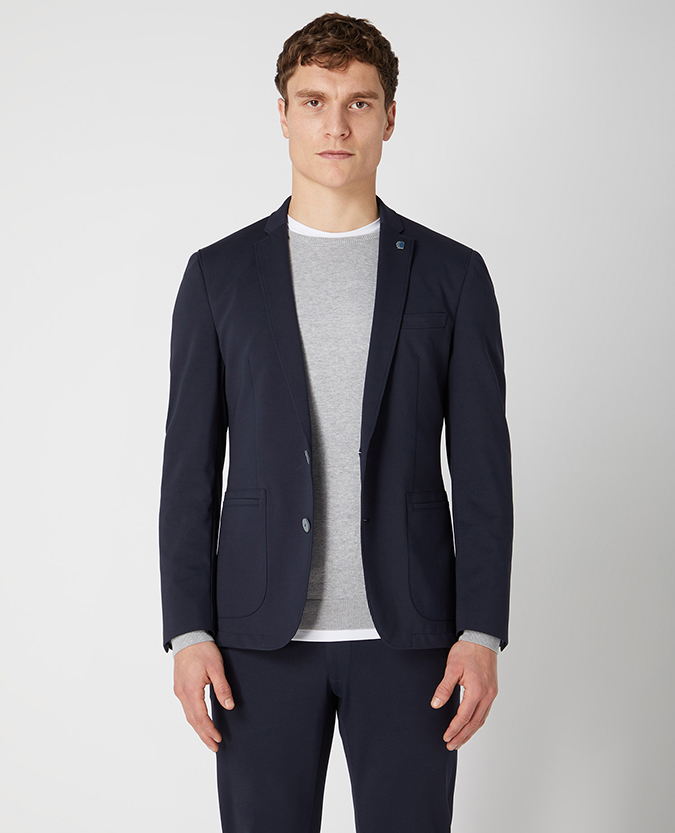Slim Fit Cotton-Stretch Jersey Jacket