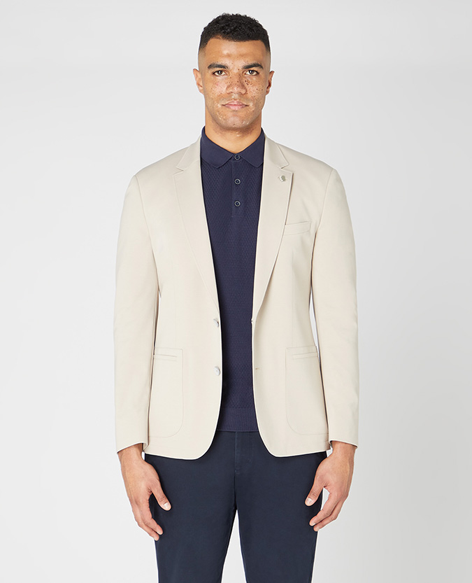 Tapered fit cotton-blend stretch jacket