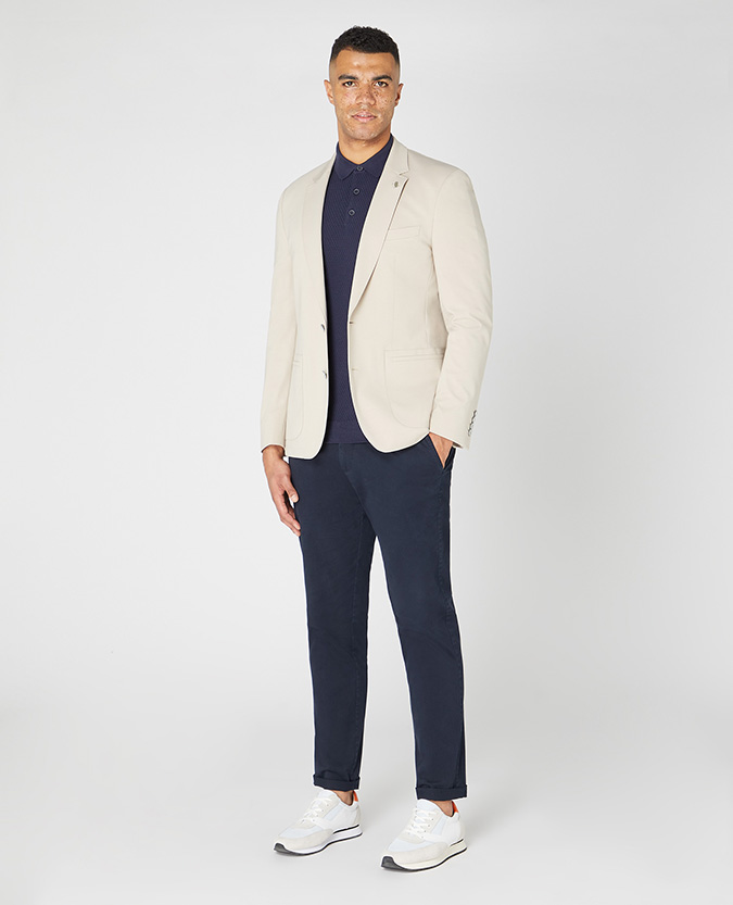 Tapered Fit Cotton-Blend Stretch Jacket