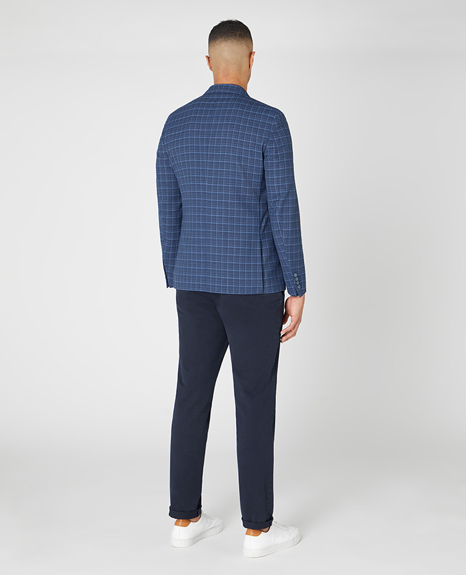 Tapered Fit Wool-Blend Checked Jacket