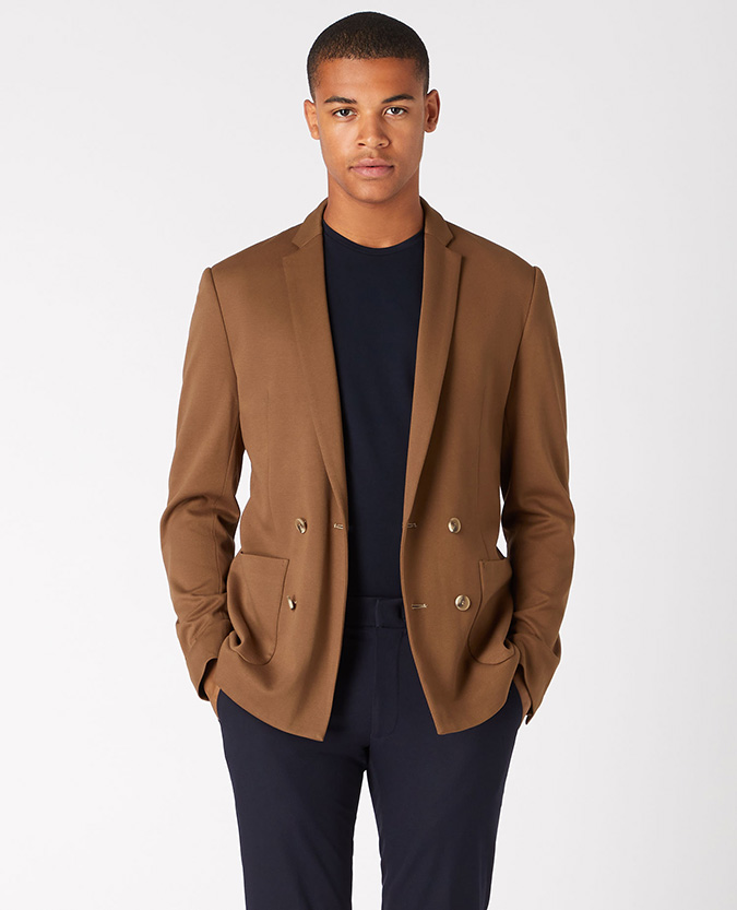 Slim Fit Double Breasted Stretch Jacket