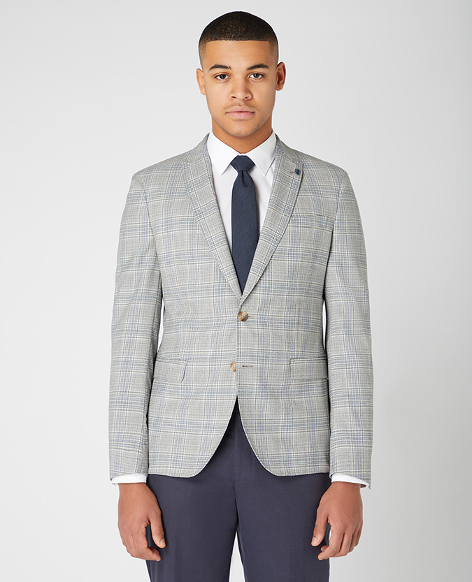 Slim Fit Wool-Rich Checked Jacket