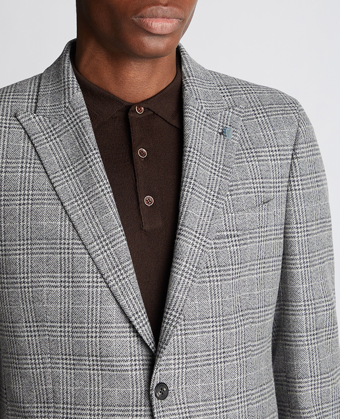 Slim Fit Checked Cotton-Blend Jacket