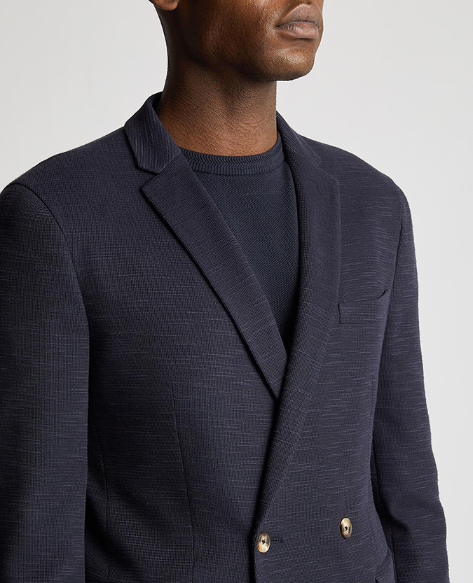 Slim Fit Cotton-Blend Double Breasted Stretch Jacket